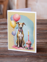 Load image into Gallery viewer, Whippet Happy Birthday Greeting Cards - Blank Note Cards – 8-Pack of Artist-Designed Cards with Envelopes