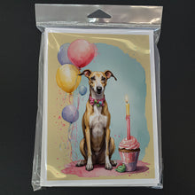 Load image into Gallery viewer, Whippet Happy Birthday Greeting Cards - Blank Note Cards – 8-Pack of Artist-Designed Cards with Envelopes