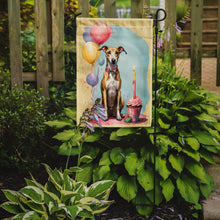 Load image into Gallery viewer, Whippet Happy Birthday Garden Flag –Dog Birthday Cupcake Yard Decor with Balloons