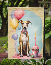 Load image into Gallery viewer, Whippet Happy Birthday Garden Flag –Dog Birthday Cupcake Yard Decor with Balloons