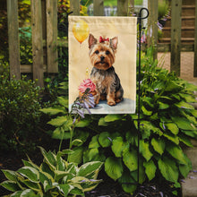Load image into Gallery viewer, Yorkshire Terrier Happy Birthday Garden Flag –Dog Birthday Cupcake Yard Decor with Balloons