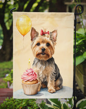 Load image into Gallery viewer, Yorkshire Terrier Happy Birthday Garden Flag –Dog Birthday Cupcake Yard Decor with Balloons