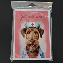 Load image into Gallery viewer, Airedale Terrier Get Well Soon Greeting Cards - Blank Note Cards – 8-Pack of Artist-Designed Cards with Envelopes