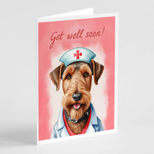 Load image into Gallery viewer, Airedale Terrier Get Well Soon Greeting Cards - Blank Note Cards – 8-Pack of Artist-Designed Cards with Envelopes