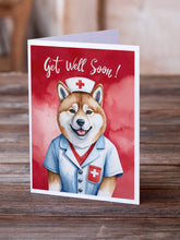 Load image into Gallery viewer, Akita Get Well Soon Greeting Cards - Blank Note Cards – 8-Pack of Artist-Designed Cards with Envelopes