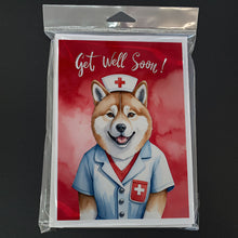 Load image into Gallery viewer, Akita Get Well Soon Greeting Cards - Blank Note Cards – 8-Pack of Artist-Designed Cards with Envelopes