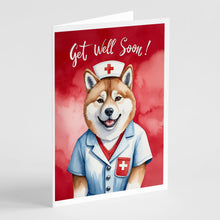 Load image into Gallery viewer, Akita Get Well Soon Greeting Cards - Blank Note Cards – 8-Pack of Artist-Designed Cards with Envelopes