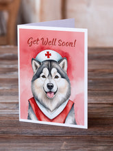 Load image into Gallery viewer, Alaskan Malamute Get Well Soon Greeting Cards - Blank Note Cards – 8-Pack of Artist-Designed Cards with Envelopes