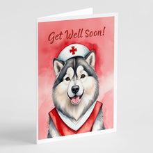 Load image into Gallery viewer, Alaskan Malamute Get Well Soon Greeting Cards - Blank Note Cards – 8-Pack of Artist-Designed Cards with Envelopes