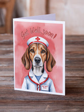 Load image into Gallery viewer, American Foxhound Get Well Soon Greeting Cards - Blank Note Cards – 8-Pack of Artist-Designed Cards with Envelopes
