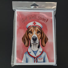 Load image into Gallery viewer, American Foxhound Get Well Soon Greeting Cards - Blank Note Cards – 8-Pack of Artist-Designed Cards with Envelopes