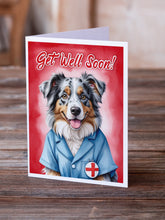 Load image into Gallery viewer, Australian Shepherd Get Well Soon Greeting Cards - Blank Note Cards – 8-Pack of Artist-Designed Cards with Envelopes