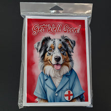 Load image into Gallery viewer, Australian Shepherd Get Well Soon Greeting Cards - Blank Note Cards – 8-Pack of Artist-Designed Cards with Envelopes