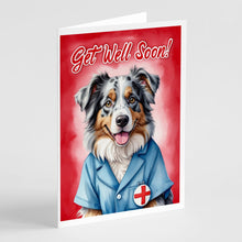 Load image into Gallery viewer, Australian Shepherd Get Well Soon Greeting Cards - Blank Note Cards – 8-Pack of Artist-Designed Cards with Envelopes
