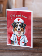 Load image into Gallery viewer, Australian Shepherd Get Well Soon Greeting Cards - Blank Note Cards – 8-Pack of Artist-Designed Cards with Envelopes