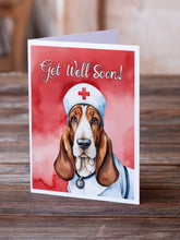 Load image into Gallery viewer, Basset Hound Get Well Soon Greeting Cards - Blank Note Cards – 8-Pack of Artist-Designed Cards with Envelopes