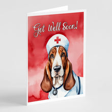 Load image into Gallery viewer, Basset Hound Get Well Soon Greeting Cards - Blank Note Cards – 8-Pack of Artist-Designed Cards with Envelopes