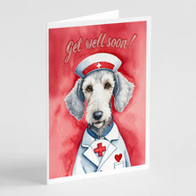 Load image into Gallery viewer, Bedlington Terrier Get Well Soon Greeting Cards - Blank Note Cards – 8-Pack of Artist-Designed Cards with Envelopes