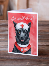 Load image into Gallery viewer, Belgian Sheepdog Get Well Soon Greeting Cards - Blank Note Cards – 8-Pack of Artist-Designed Cards with Envelopes
