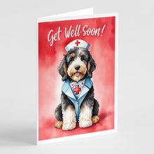Load image into Gallery viewer, Bernedoodle Get Well Soon Greeting Cards - Blank Note Cards – 8-Pack of Artist-Designed Cards with Envelopes