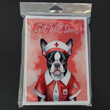 Load image into Gallery viewer, Boston Terrier Get Well Soon Greeting Cards - Blank Note Cards – 8-Pack of Artist-Designed Cards with Envelopes