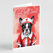 Load image into Gallery viewer, Boston Terrier Get Well Soon Greeting Cards - Blank Note Cards – 8-Pack of Artist-Designed Cards with Envelopes