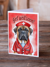 Load image into Gallery viewer, Bullmastiff Get Well Soon Greeting Cards - Blank Note Cards – 8-Pack of Artist-Designed Cards with Envelopes
