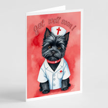 Load image into Gallery viewer, Black Cairn Terrier Get Well Soon Greeting Cards - Blank Note Cards – 8-Pack of Artist-Designed Cards with Envelopes
