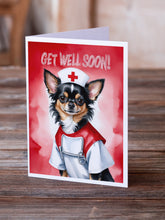 Load image into Gallery viewer, Black and Tan Longhair Chihuahua Get Well Soon Greeting Cards - Blank Note Cards – 8-Pack of Artist-Designed Cards with Envelopes