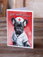 Load image into Gallery viewer, Black French Bulldog Get Well Soon Greeting Cards - Blank Note Cards – 8-Pack of Artist-Designed Cards with Envelopes