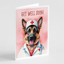 Load image into Gallery viewer, German Shepherd Get Well Soon Greeting Cards - Blank Note Cards – 8-Pack of Artist-Designed Cards with Envelopes