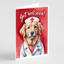Load image into Gallery viewer, Golden Retriever Get Well Soon Greeting Cards - Blank Note Cards – 8-Pack of Artist-Designed Cards with Envelopes