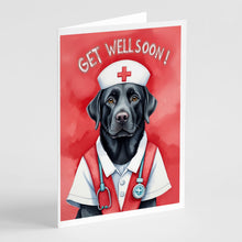 Load image into Gallery viewer, Black Labrador Retriever Get Well Soon Greeting Cards - Blank Note Cards – 8-Pack of Artist-Designed Cards with Envelopes