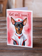 Load image into Gallery viewer, Miniature Pinscher Get Well Soon Greeting Cards - Blank Note Cards – 8-Pack of Artist-Designed Cards with Envelopes