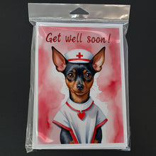 Load image into Gallery viewer, Miniature Pinscher Get Well Soon Greeting Cards - Blank Note Cards – 8-Pack of Artist-Designed Cards with Envelopes