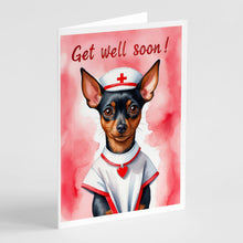 Load image into Gallery viewer, Miniature Pinscher Get Well Soon Greeting Cards - Blank Note Cards – 8-Pack of Artist-Designed Cards with Envelopes