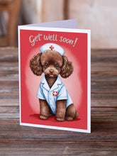 Load image into Gallery viewer, Poodle Get Well Soon Greeting Cards - Blank Note Cards – 8-Pack of Artist-Designed Cards with Envelopes