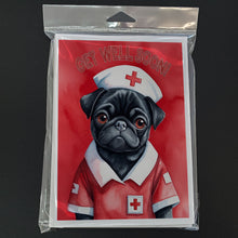 Load image into Gallery viewer, Black Pug Get Well Soon Greeting Cards - Blank Note Cards – 8-Pack of Artist-Designed Cards with Envelopes
