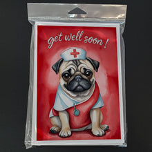 Load image into Gallery viewer, Pug Get Well Soon Greeting Cards - Blank Note Cards – 8-Pack of Artist-Designed Cards with Envelopes