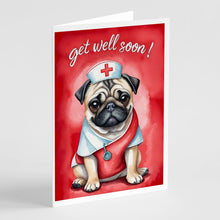 Load image into Gallery viewer, Pug Get Well Soon Greeting Cards - Blank Note Cards – 8-Pack of Artist-Designed Cards with Envelopes
