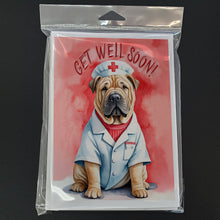 Load image into Gallery viewer, Shar Pei Get Well Soon Greeting Cards - Blank Note Cards – 8-Pack of Artist-Designed Cards with Envelopes