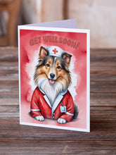 Load image into Gallery viewer, Sheltie Get Well Soon Greeting Cards - Blank Note Cards – 8-Pack of Artist-Designed Cards with Envelopes