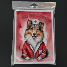 Load image into Gallery viewer, Sheltie Get Well Soon Greeting Cards - Blank Note Cards – 8-Pack of Artist-Designed Cards with Envelopes