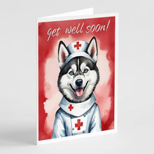 Load image into Gallery viewer, Siberian Husky Get Well Soon Greeting Cards - Blank Note Cards – 8-Pack of Artist-Designed Cards with Envelopes