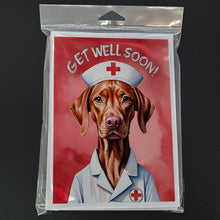 Load image into Gallery viewer, Vizsla Get Well Soon Greeting Cards - Blank Note Cards – 8-Pack of Artist-Designed Cards with Envelopes