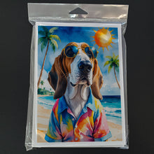 Load image into Gallery viewer, Basset Hound Summer Beach Time Greeting Cards Pack of 8