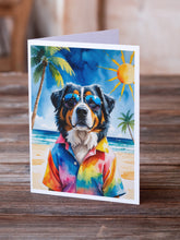 Load image into Gallery viewer, Bernese Mountain Dog Summer Beach Time Greeting Cards Pack of 8
