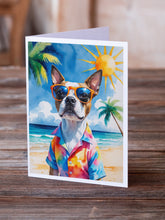 Load image into Gallery viewer, Red Boston Terrier Summer Beach Time Greeting Cards Pack of 8