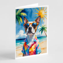 Load image into Gallery viewer, Red Boston Terrier Summer Beach Time Greeting Cards Pack of 8