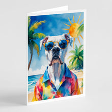 Load image into Gallery viewer, White Boxer Summer Beach Time Greeting Cards Pack of 8
